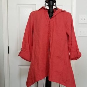 COPY - For Cynthia pink linen button down blouse …